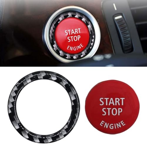Red Start Stop Engine Key Button Switch Cover with Ring Cover Sticker