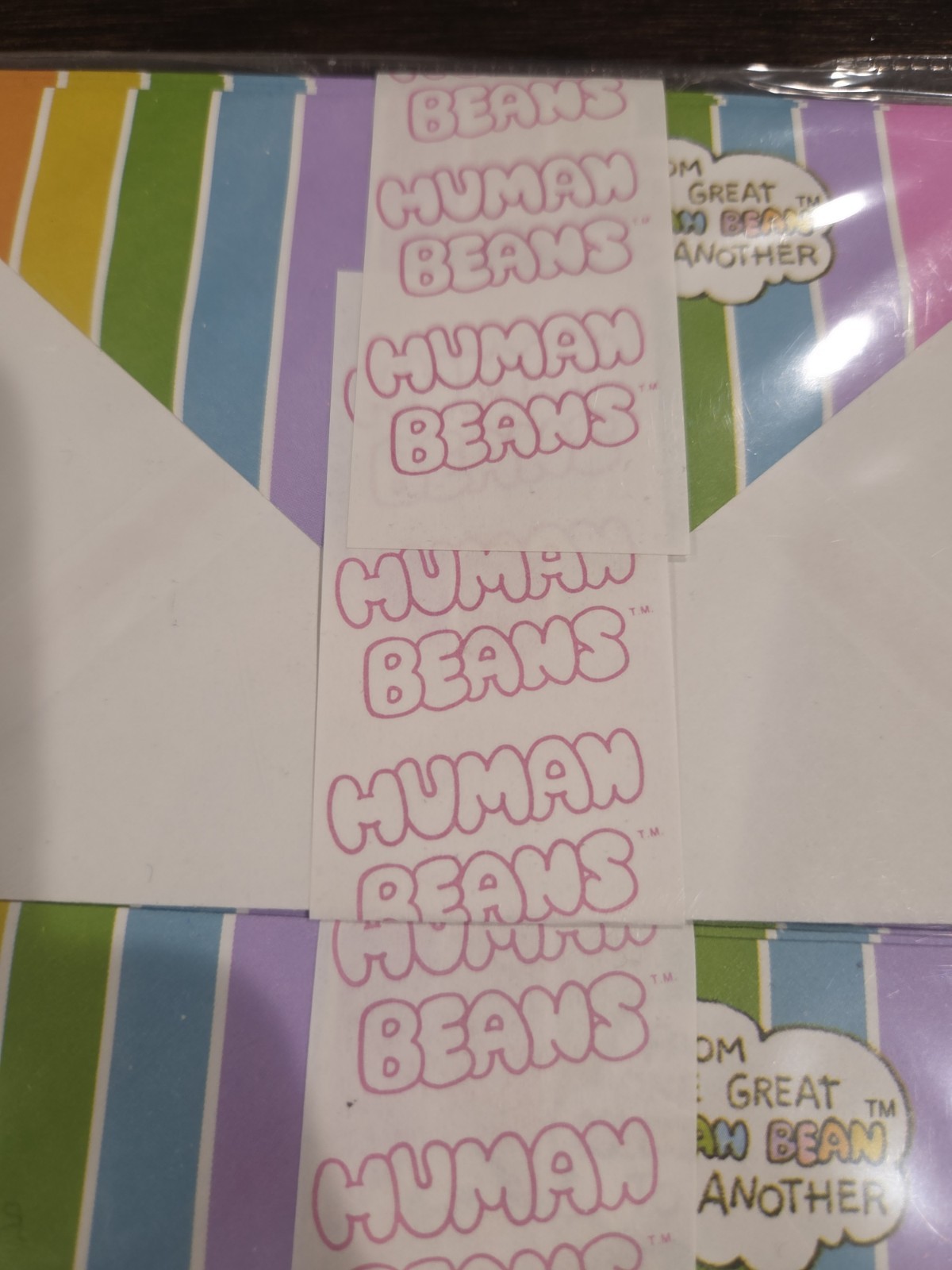 Vintage Human Beans Envelopes Stationery Set Rainbow #90016 - Rare Brand New!