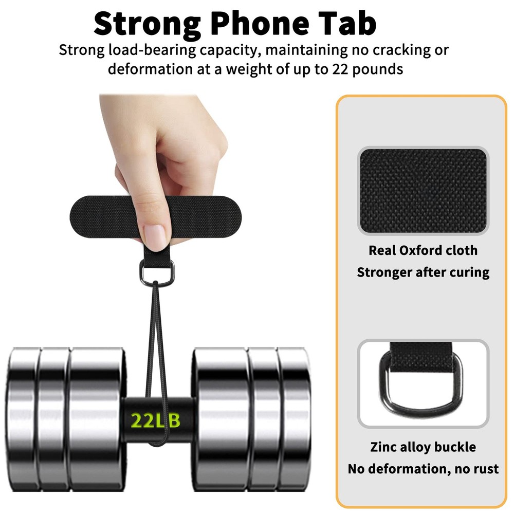 TACOMEGE Phone Tether Tab for iPhone, Cell Lanyard Patch, Small, Black