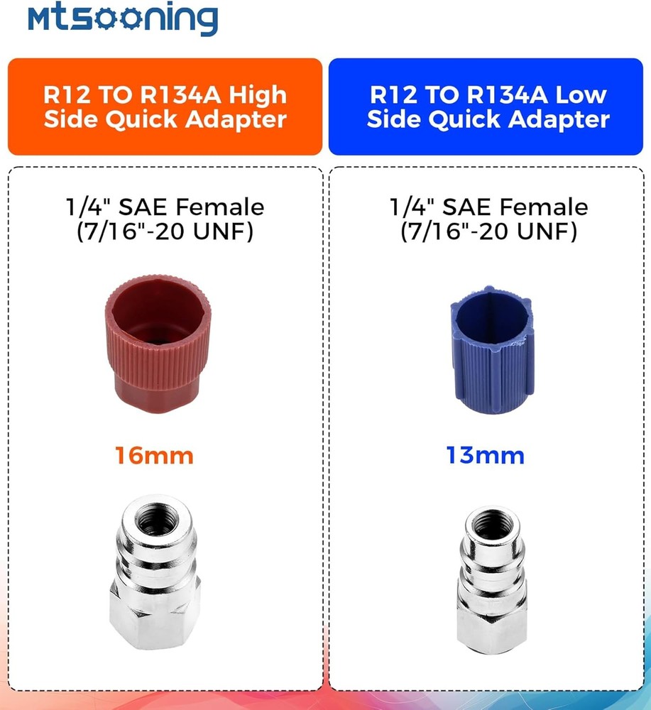 R12 R22 to R134a Conversion Kit, Include 4 PCS High/Low Fitting