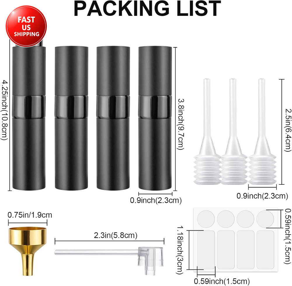 8ML Refillable Perfume Spray Bottles - Travel Atomizer Set with Removable Inner