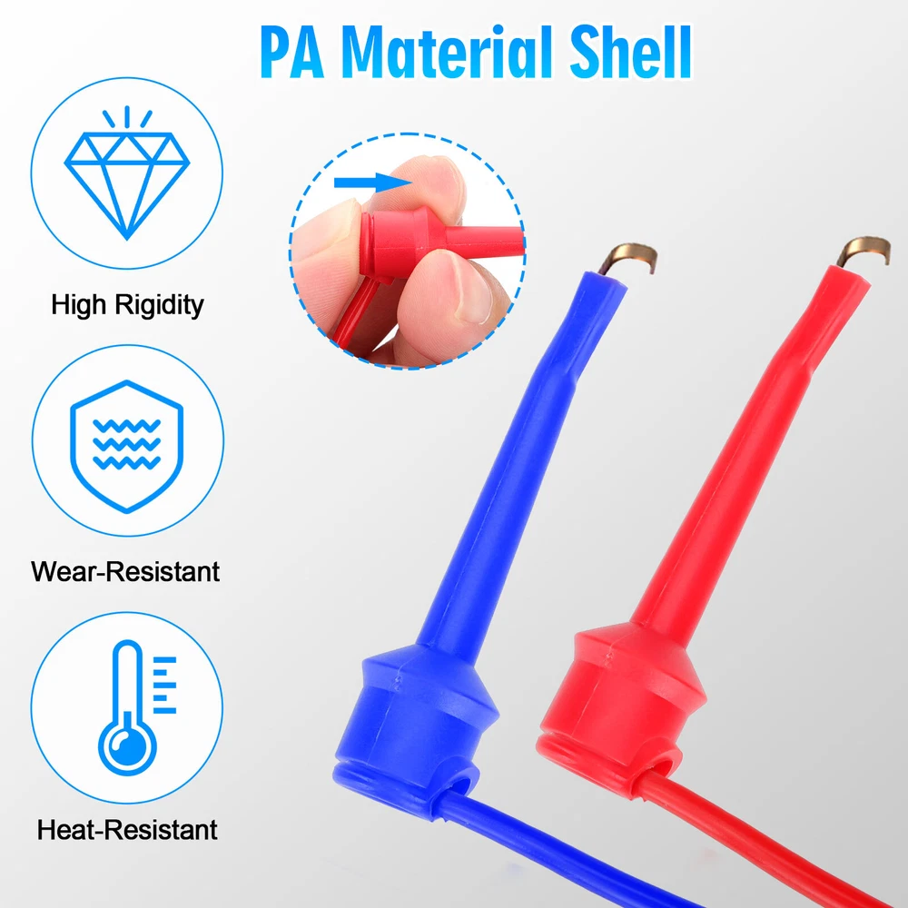 10PC 4mm Stackable Banana Plug to Test Hook Clip Test Leads & Alligator Clips