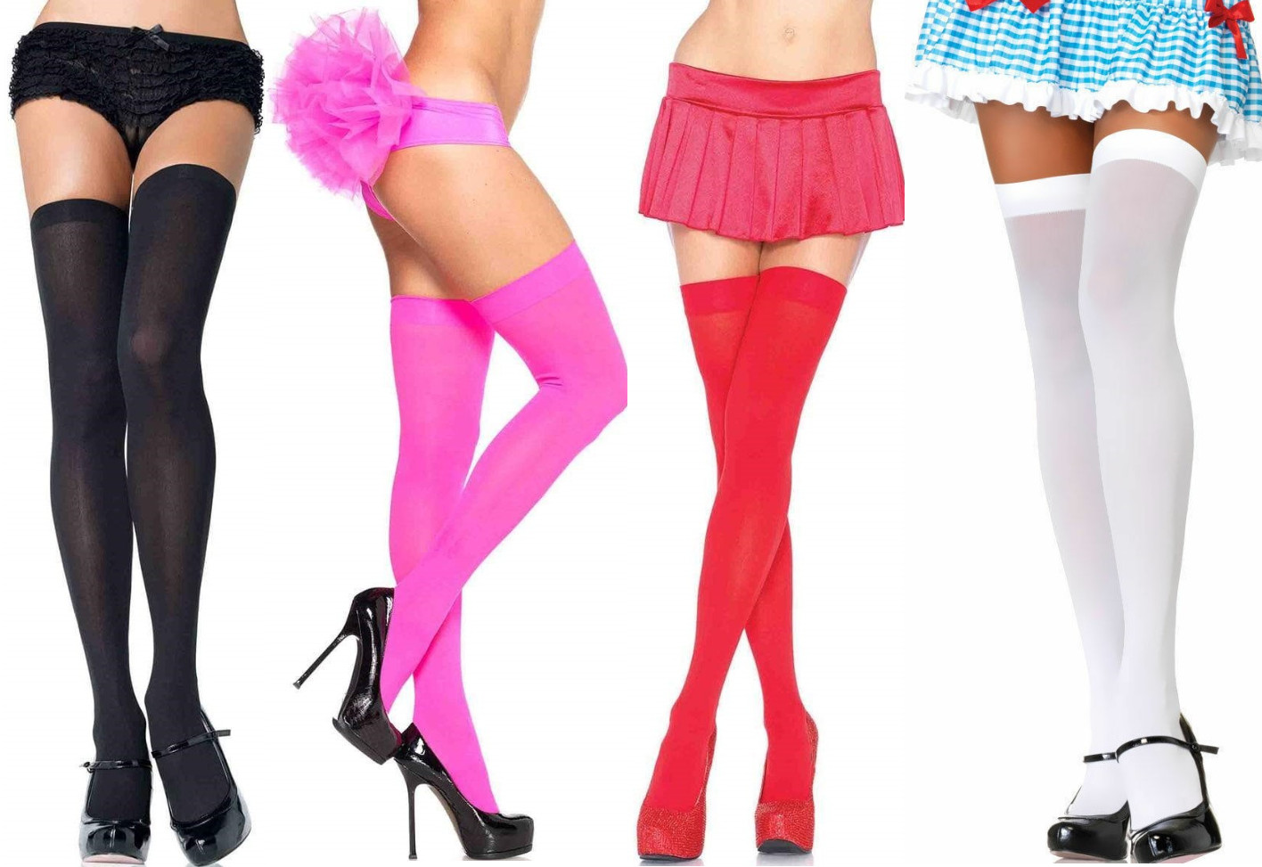 Womens Solid Color Nylon Thigh High Stockings Leg Avenue 6672 STD & PLUS