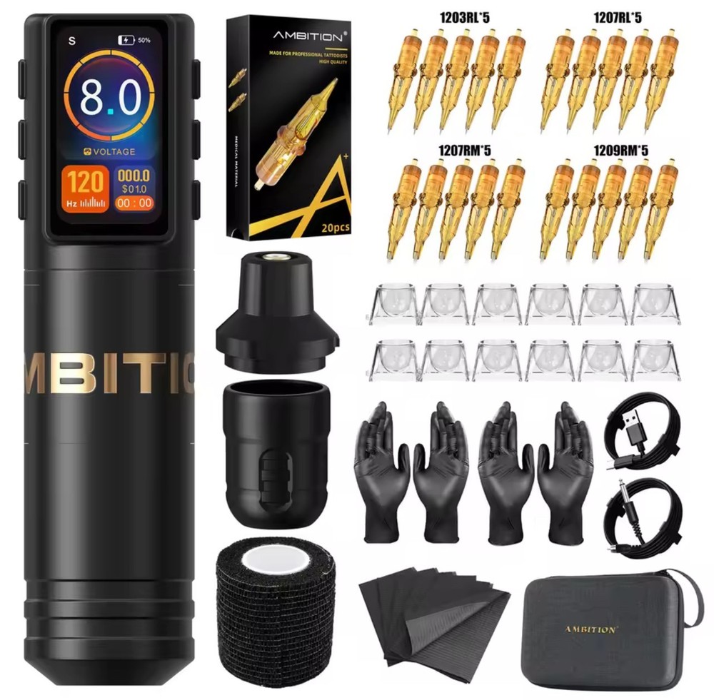 Ambition Stroke 3.5mm Ninja Max+ Wireless Tattoo Pen Machine Coreless Motor Kit