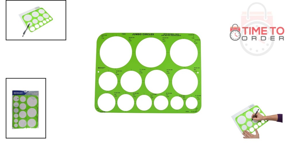 Plastic Shape Template Tool 8.75x11.5 Jumbo Circles Drawing Template