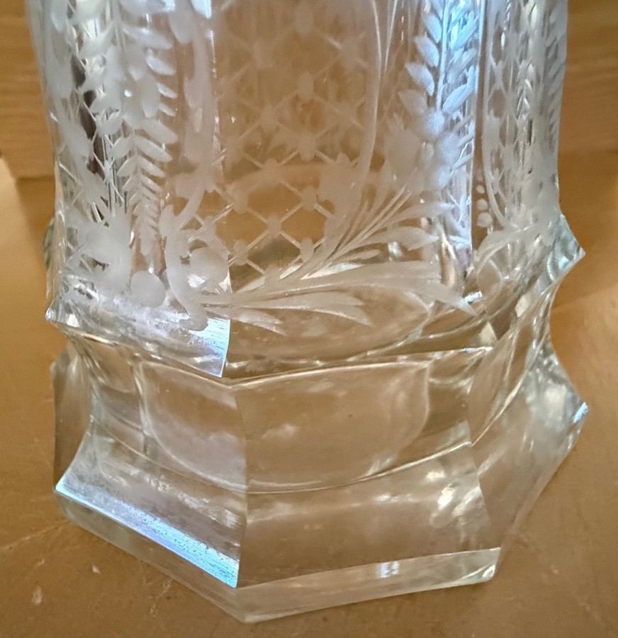 Antique German 925 Sterling Silver Cut Glass Decanter