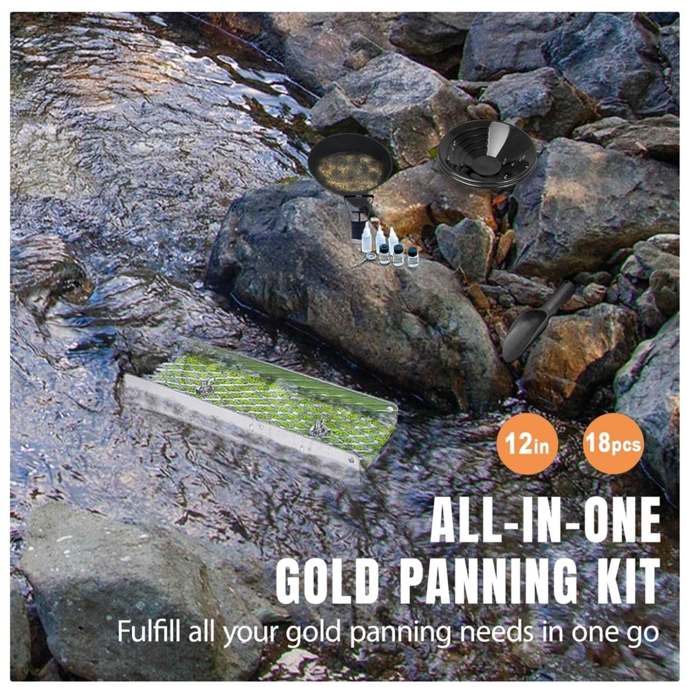 Complete Gold Panning Kit with Mini Sluice Box
