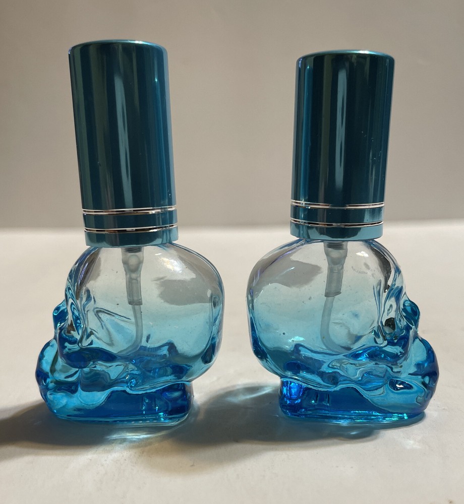 Glass Skull Perfume Bottles 2 Piece Set