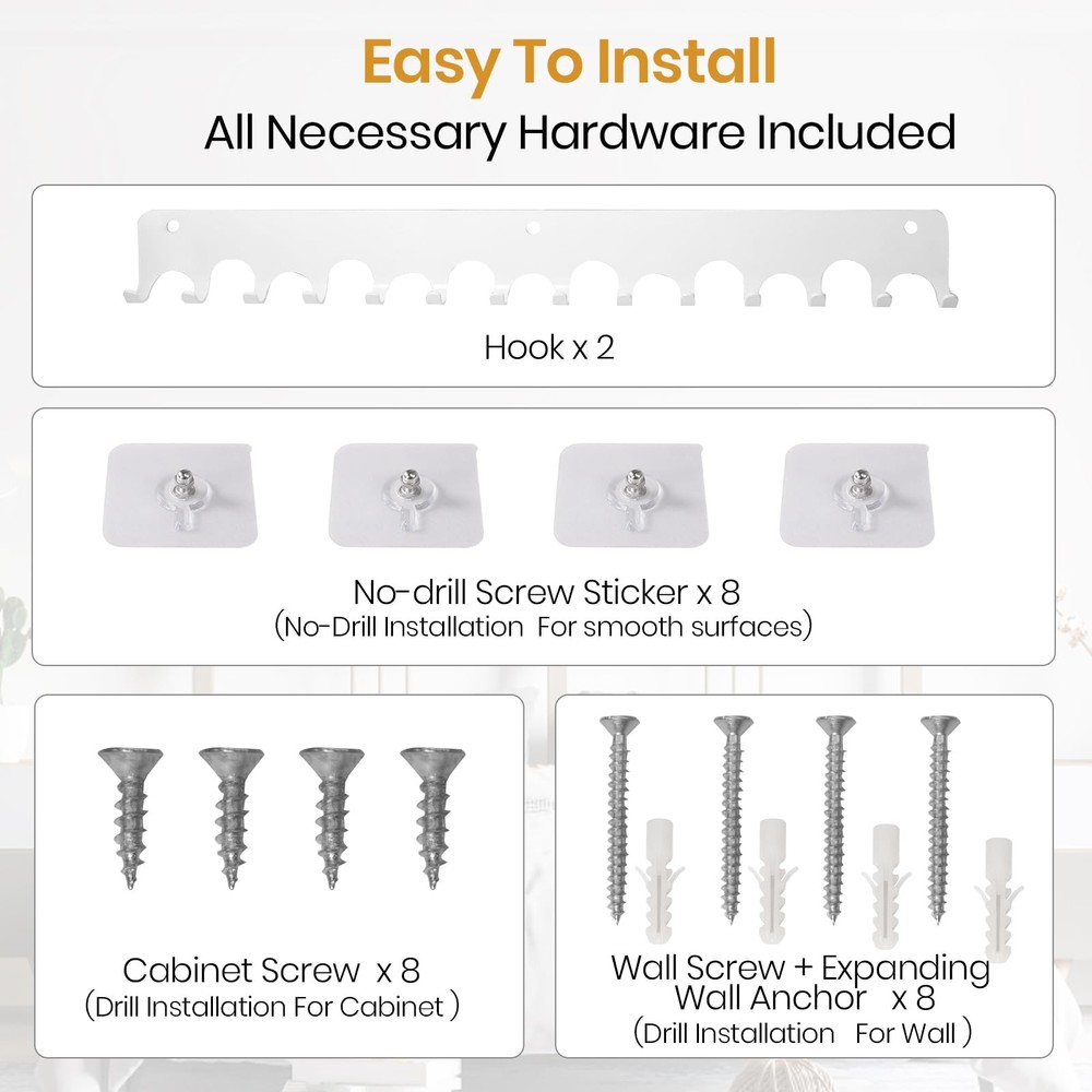 2 Pack White Wall Mount Key Hook Holder - No Drill Key Rack & Coat Hooks for ...