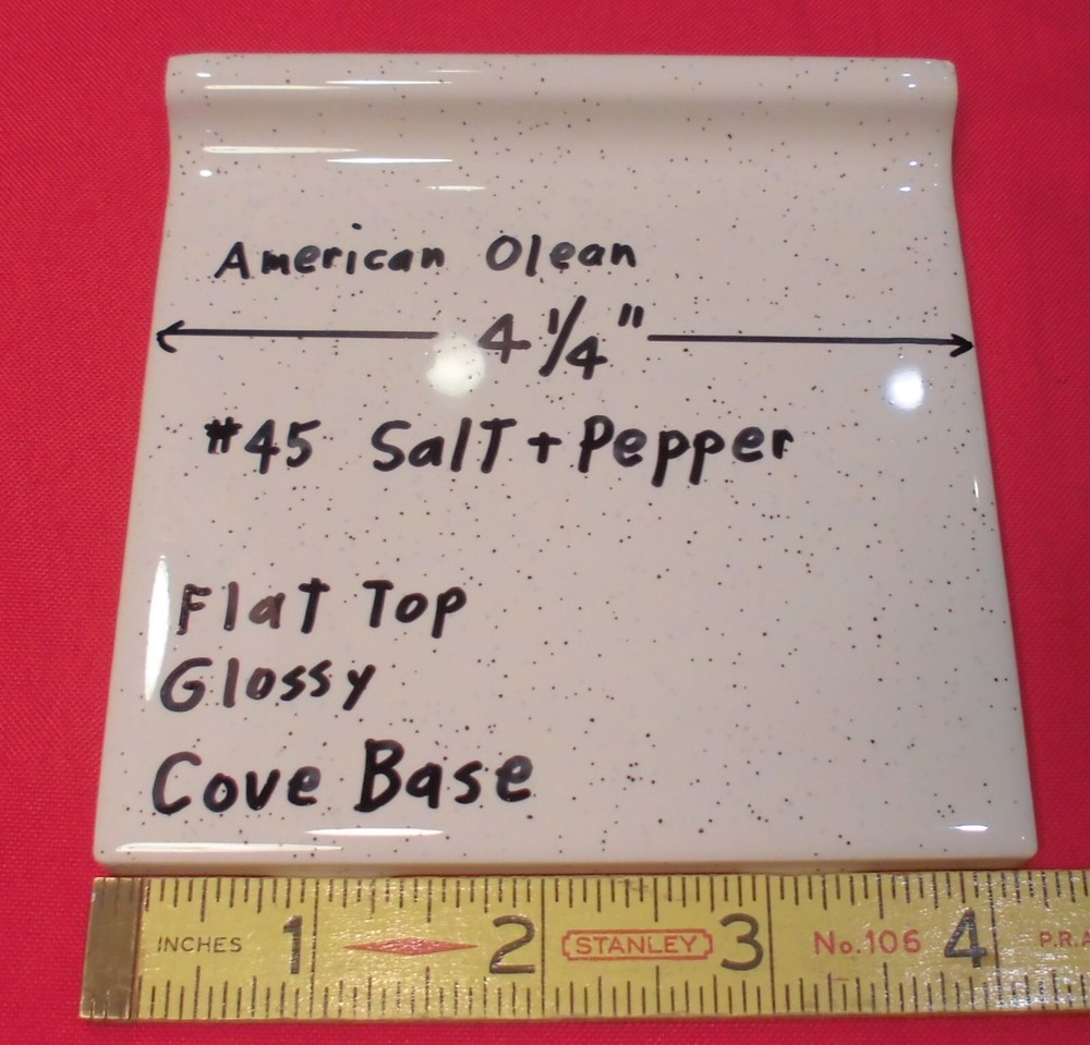 1 pc. Salt & Pepper: stack-on-top Cove/Base Ceramic Tile; 4-1/4" American Olean