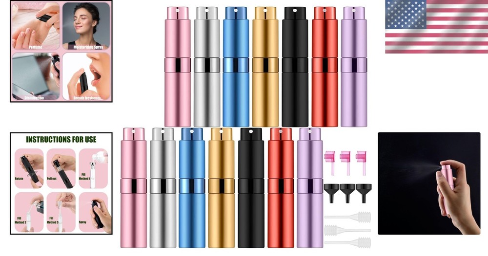 Elegant 14 PCS Portable Atomizer Perfume Bottles - 8ml Refillable Spray Set