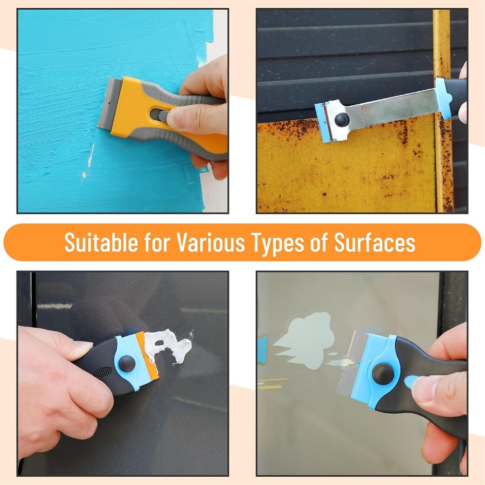 3-Pack Razor Blade Scraper Set w/ 80 Blades – Paint, Window & Sticker Tool
