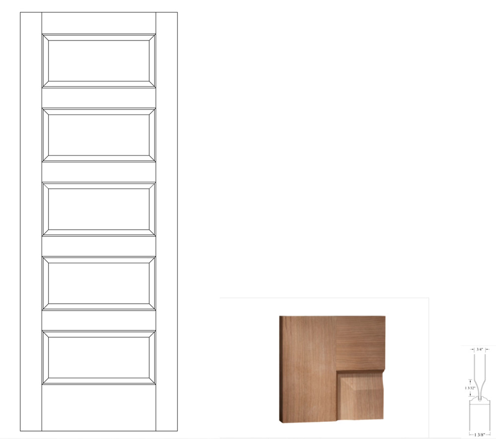Cherry 5 Panel Equal Raised Panels Stain Grade Solid Core Interior Wood Doors