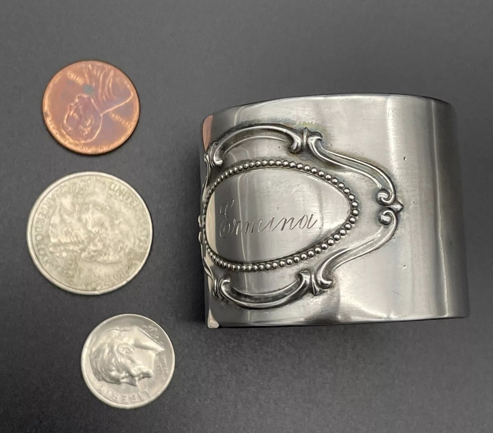Large 800 Sterling Silver Napkin Ring Name Engraved “Ermina ”