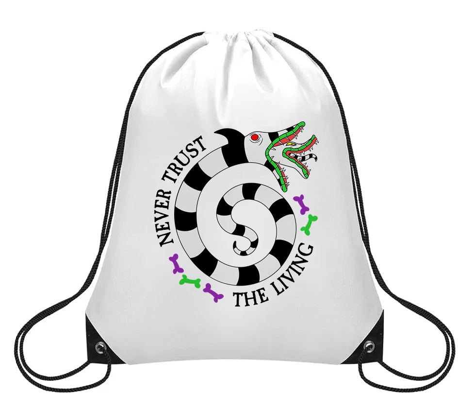 Never Trust The Living Sandworms Halloween Small Drawstring Backpack