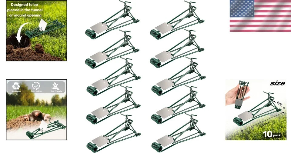 10 Pack Gopher Traps - Reusable Metal Gopher Trap, Easy Set Weather Proof Gopher