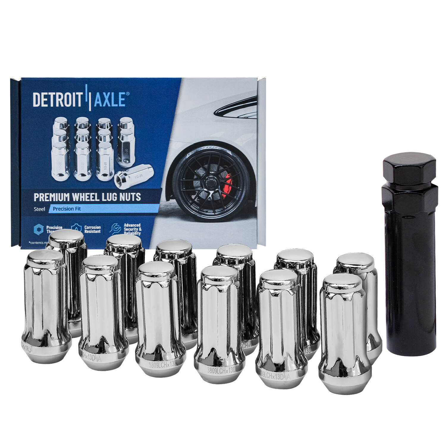 Rear Drilled Rotors Brake Pad Wheel Hub + 12pc Lugnut w/key for Traverse Enclave