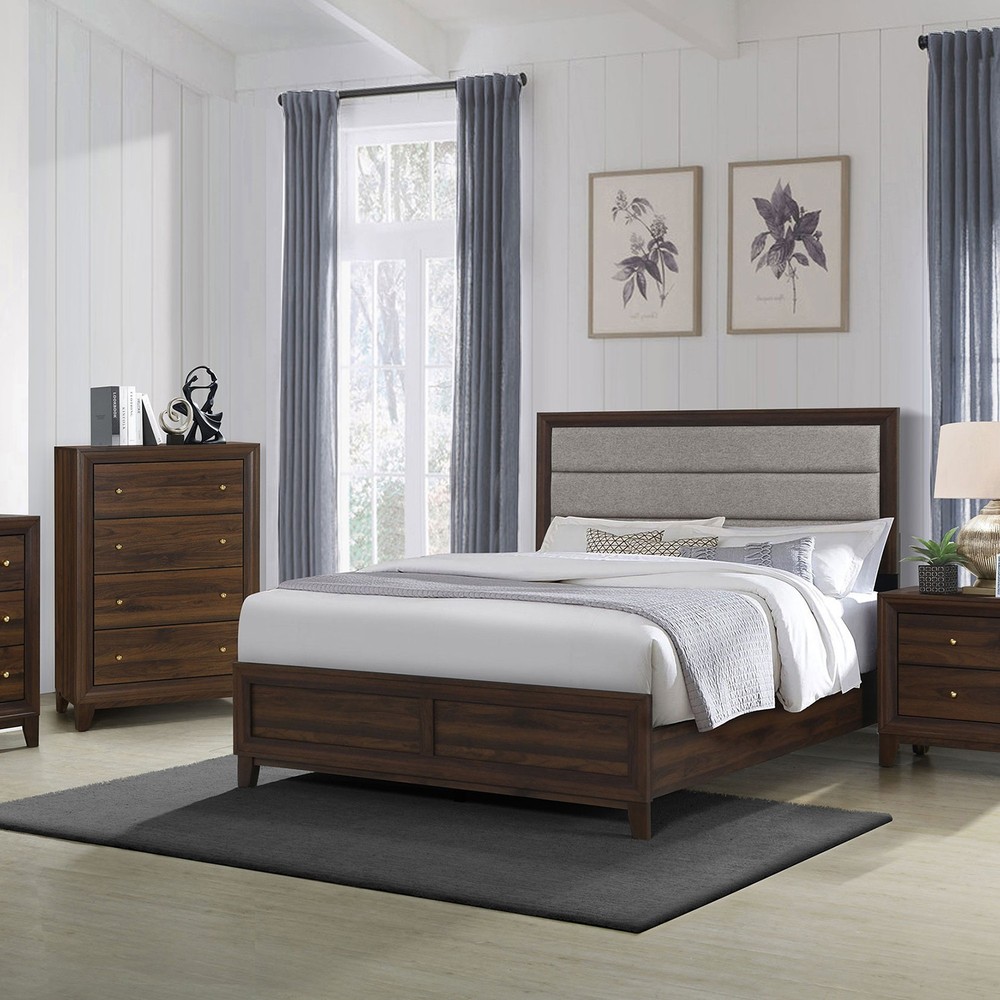 Walnut 2-Drawer Nightstand, Solid Wood Bedside Table, Modern Storage Cabinet