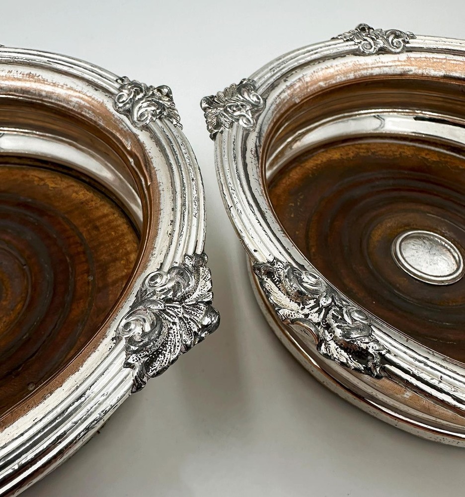 PAIR BOTTLE COASTERS OLD SHEFFIELD PLATE WILLIAM IV c1830