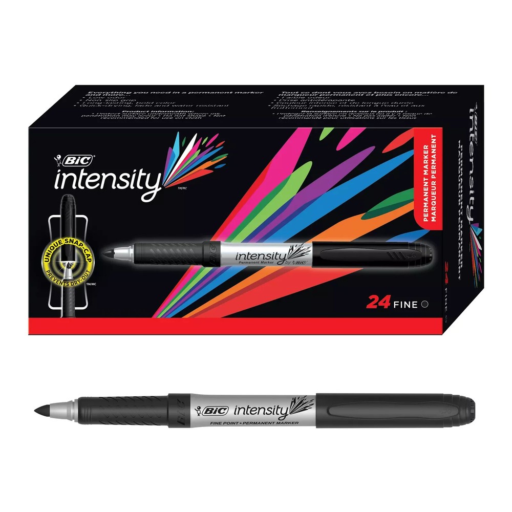 BIC Intensity Permanent Markers, Fine Point, Black, 24-Count, Free Ship!