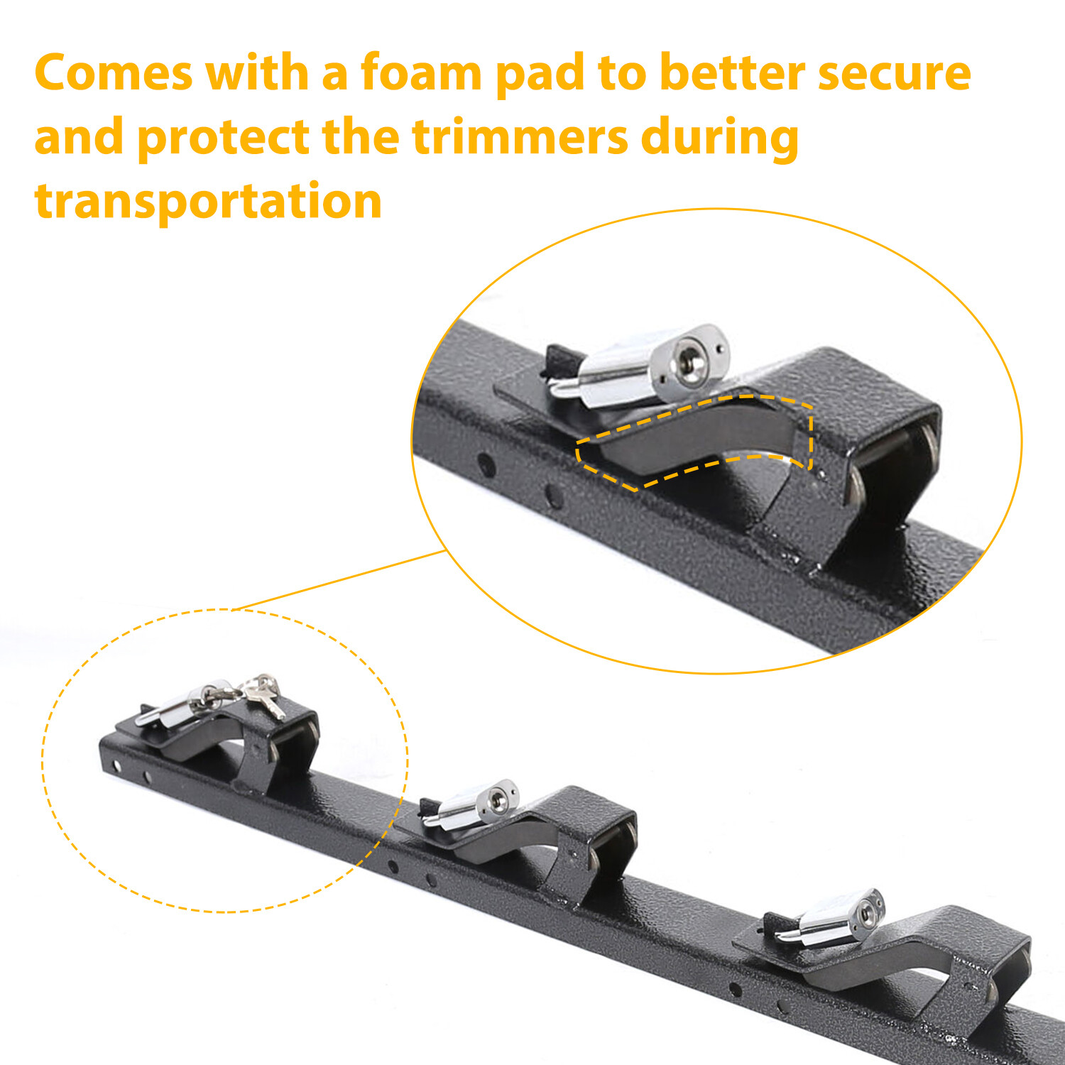 3-Place Weeder Edge Trimmer Rack Holder for open Landscape Trailer Lockable