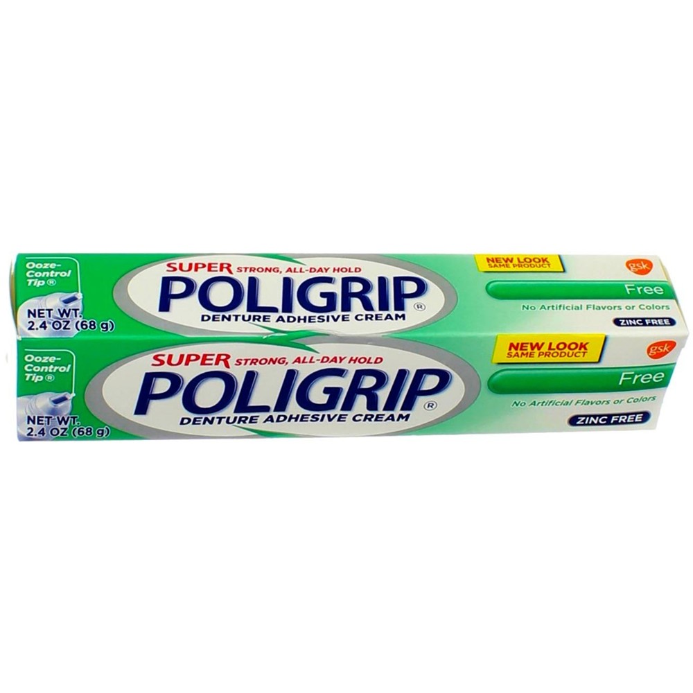 3 Pack Poligrip Super Denture Adhesive Cream, Unflavored, 2.4 oz