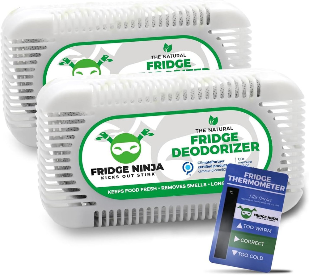 Fridge Ninja Fridge Deodorizer (2 Pack) - More Effective than Baking Soda - Natu