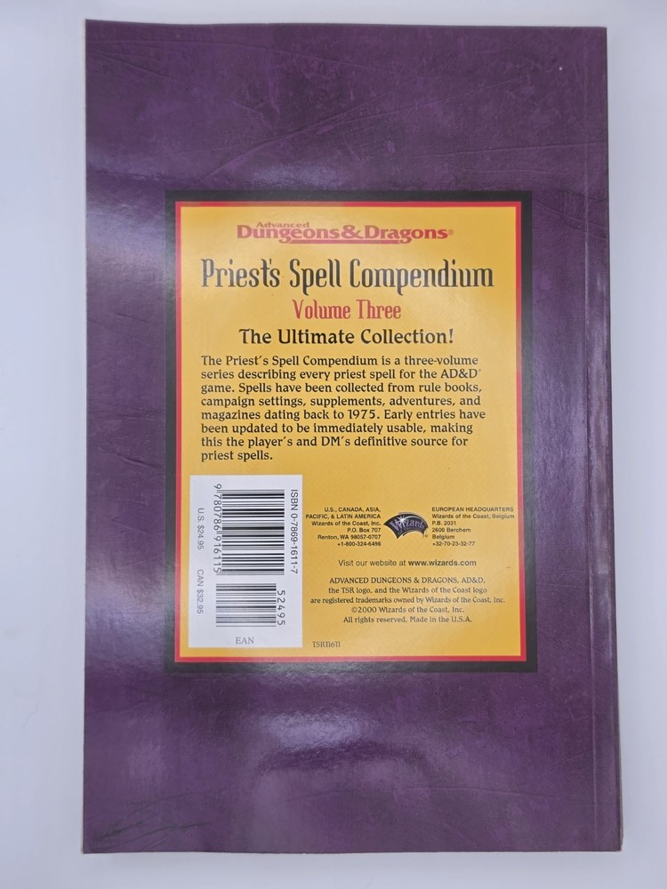 Priest's Spell Compendium, Volume Three 3 (Advanced Dungeons & Dragons) TSR NM