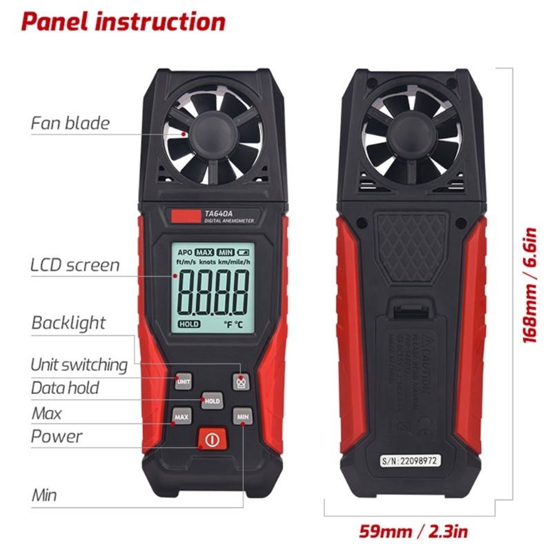 Small Digital Anemometer Handheld for Accurate Wind & Temperature