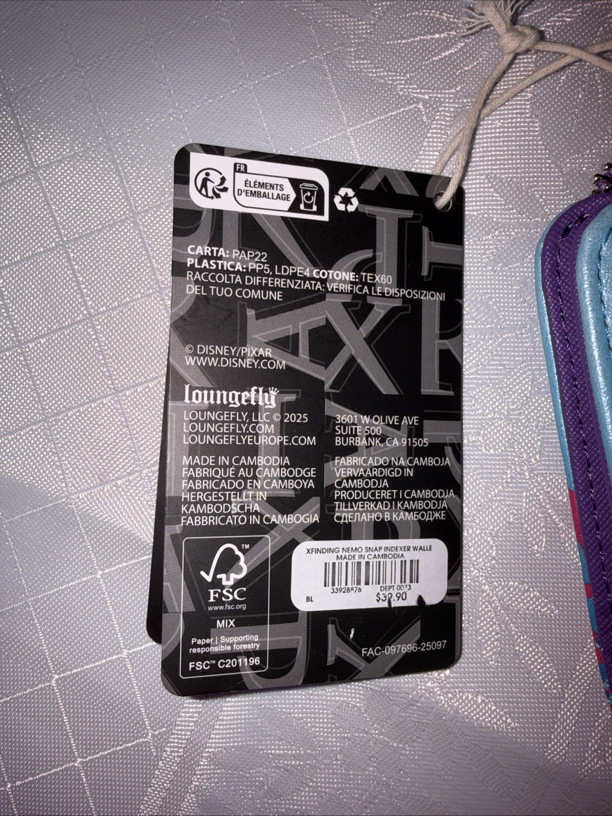 Finding Nemo Loungefly Disney Pixar Wallet Glitter Dori Marlin Nemo Snap New