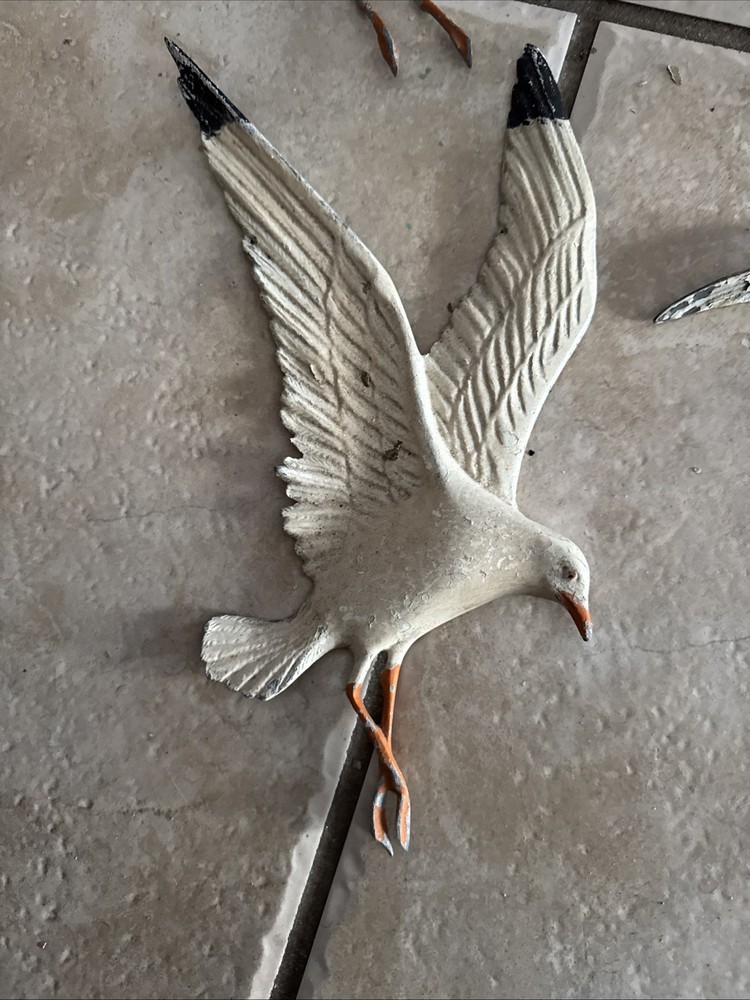 Vintage Cast Zinc Tern Birds Plaque Embossed