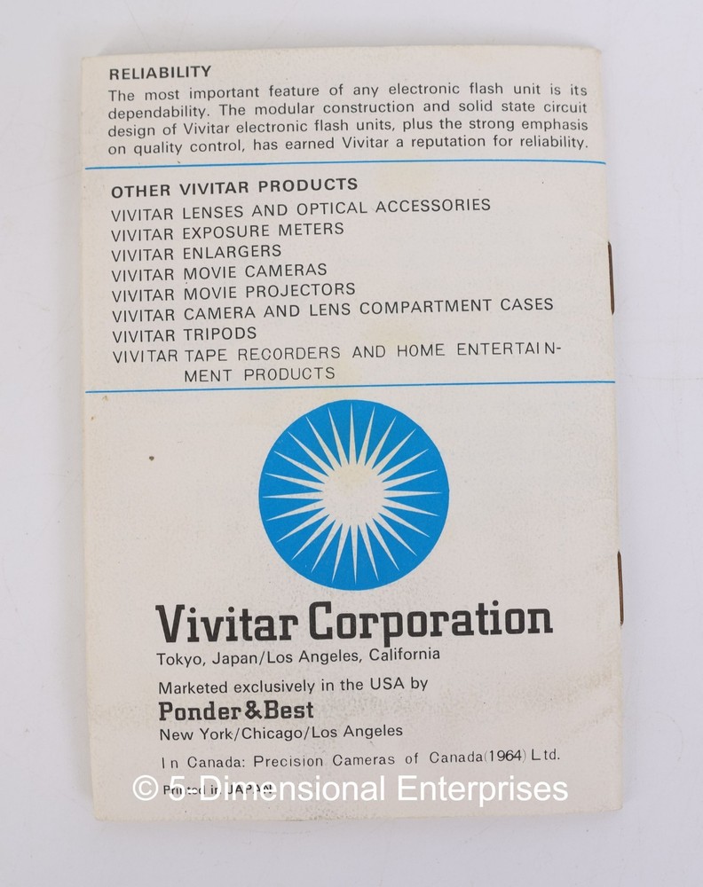 VTG Vivitar 151 Electronic Flash Unit + Case & Instructions - Missing Power Cord