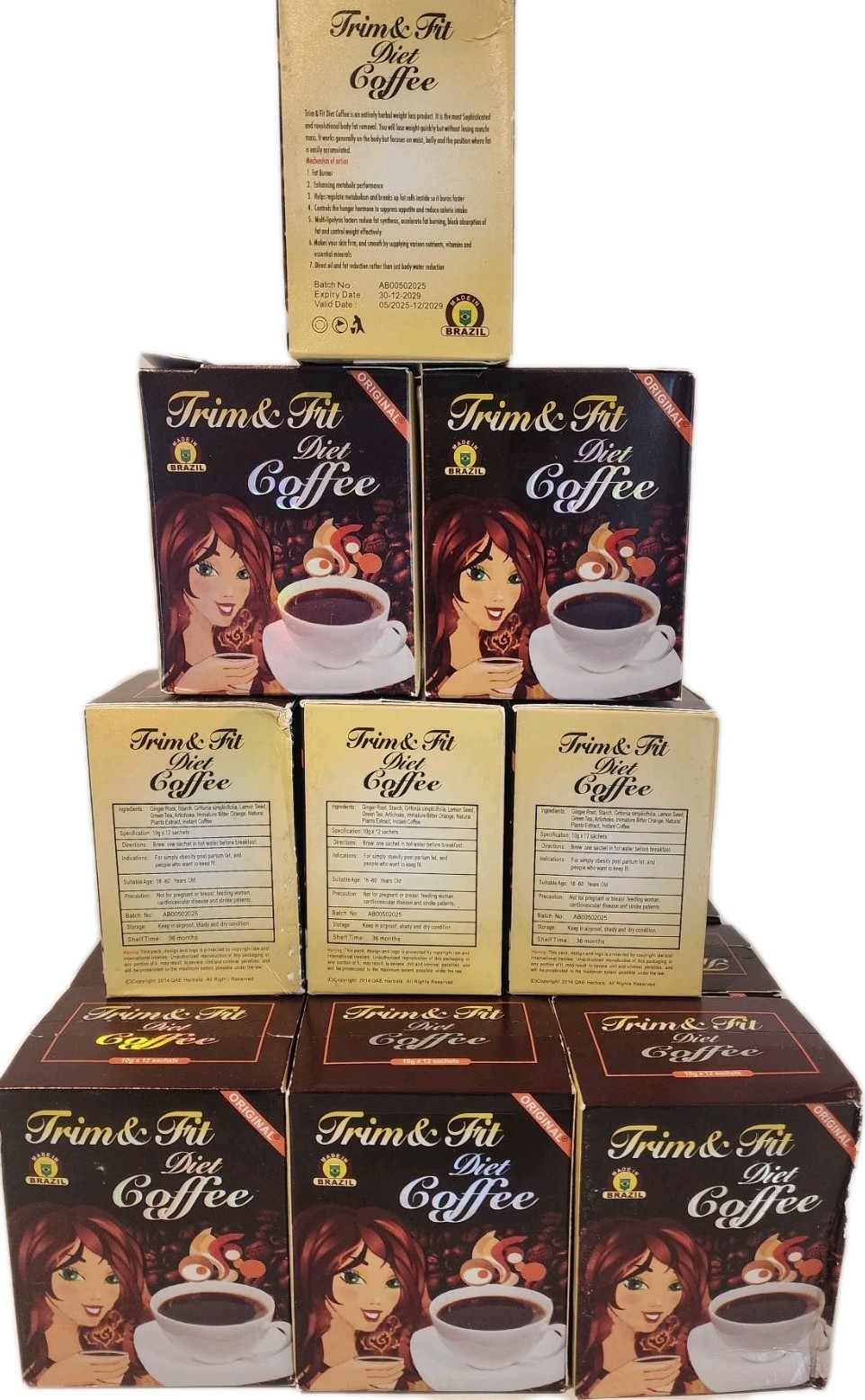 Trim $ Fit Diet Coffee, Appetite Suppressant Coffee - Instant Blended 12 Sachets