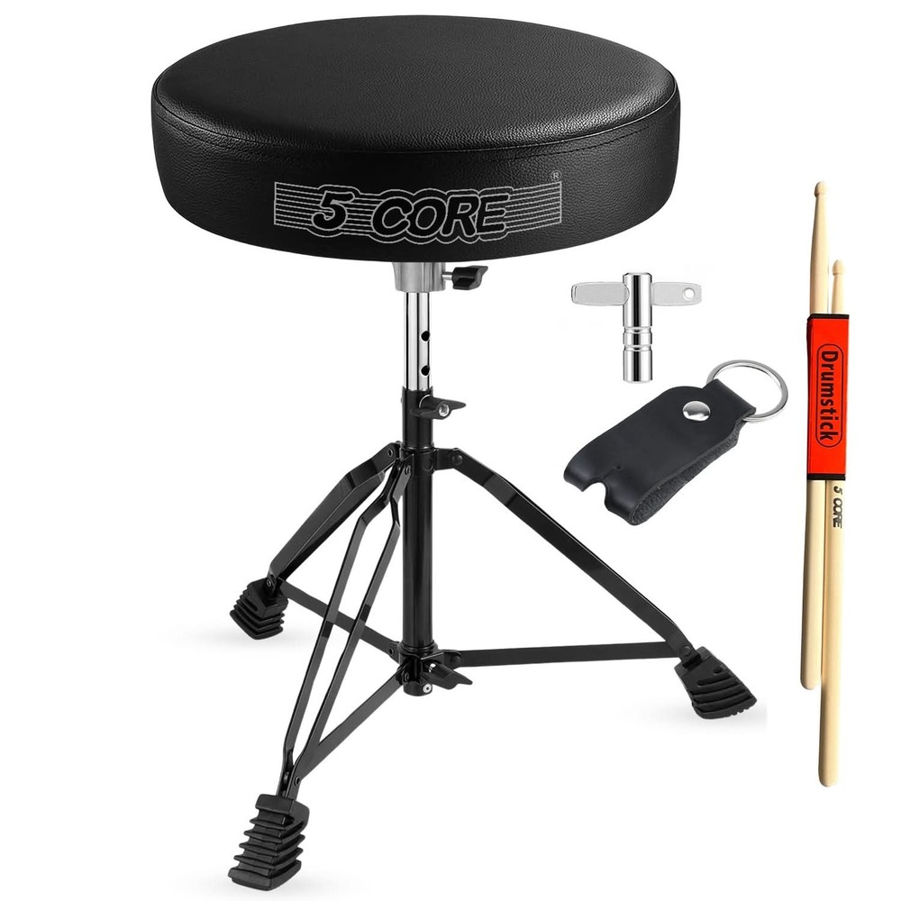 5Core Drum Throne 3" Padded Guitar Stool 200Lb Capacity Adjustable Drummer Chair