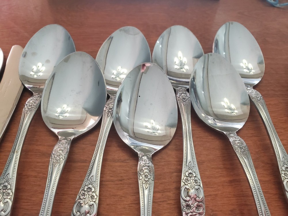 Rogers SUMMER ROSE Knife Spoon Teaspoons 18 pc Stainless Flatware Set