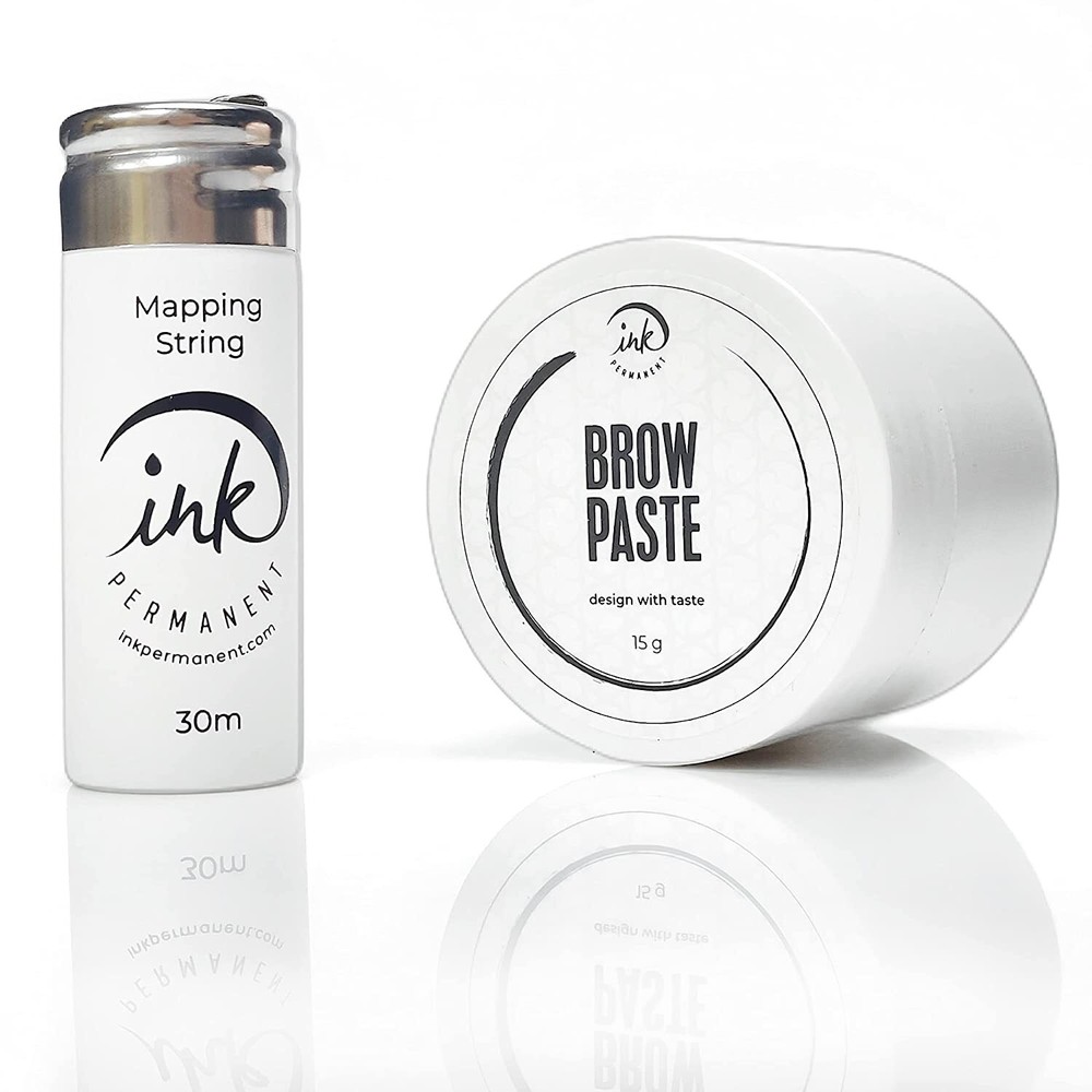 White Brow Paste 15g and White Premium Pre-Inked Mapping String 100 Ft Set
