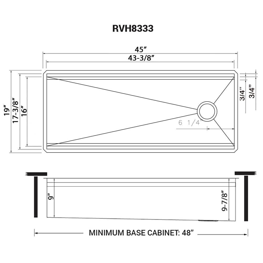 Ruvati 45" Workstation Two-Tiered Undermount 16 Gauge Kitchen Sink-RVH8333
