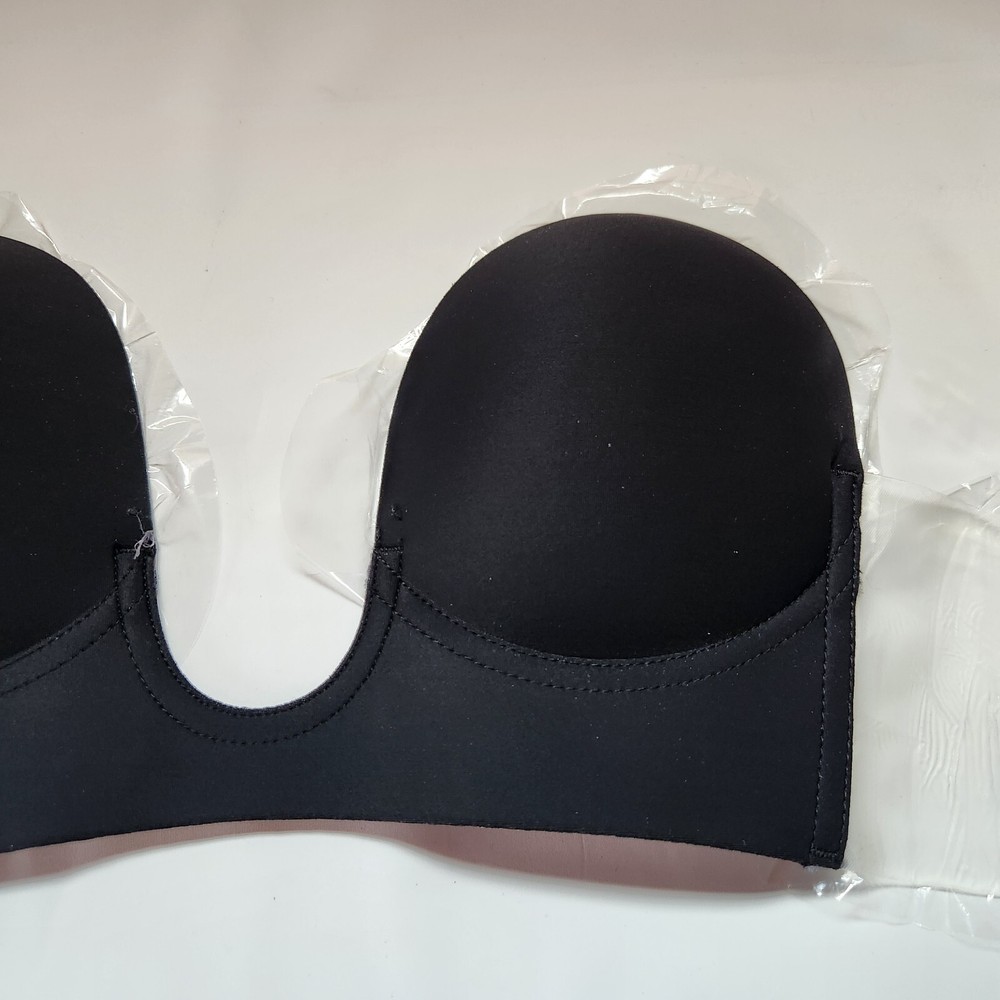 BeWicked Deep V Bra Size B Black - U Shape Microfiber & Silicone Bra