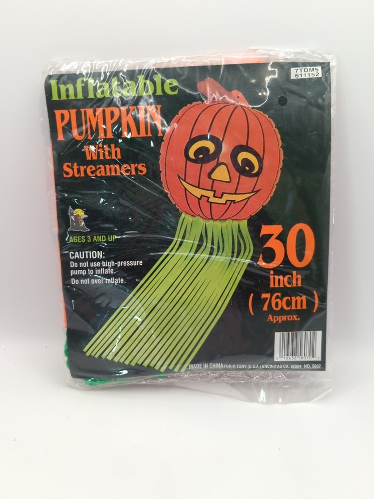 Vintage 1980s Inflatable Pumpkin With Streamers