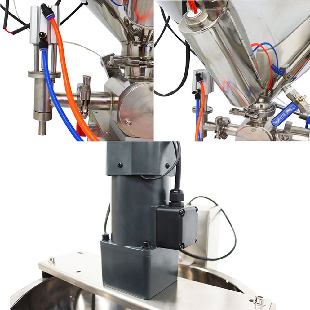 Paste Liquid Piston Filling Machine 1 Nozzle w/Mixing&Heating Hopper 100-1000ml