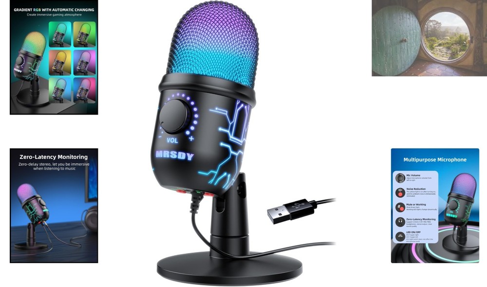 Compact USB RGB Microphone for Gamers & Creators - Easy Mute & Volume Control