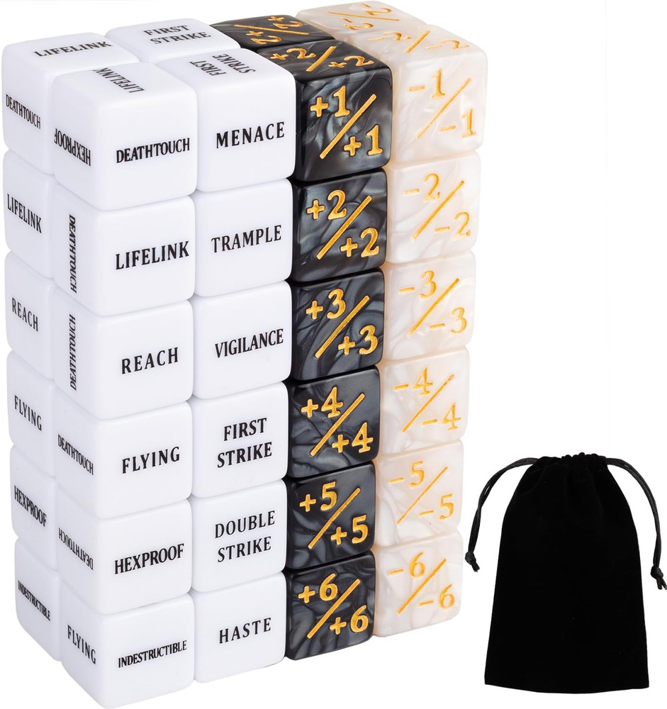 48 Pieces Abilities Keywords Counter Dice plus One MTG Dice Counters Set Creatur