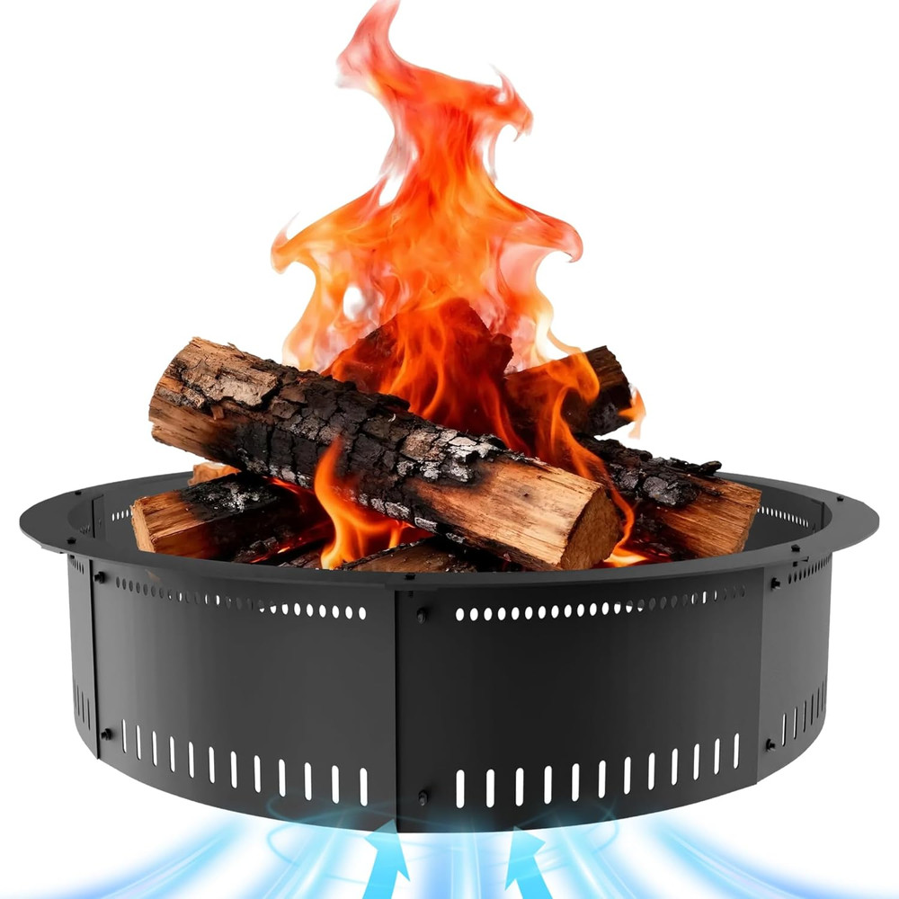 Smokeless Fire Pit Ring Insert - 60 Inch Outdoor Fire Pit Liner with Airflow Des
