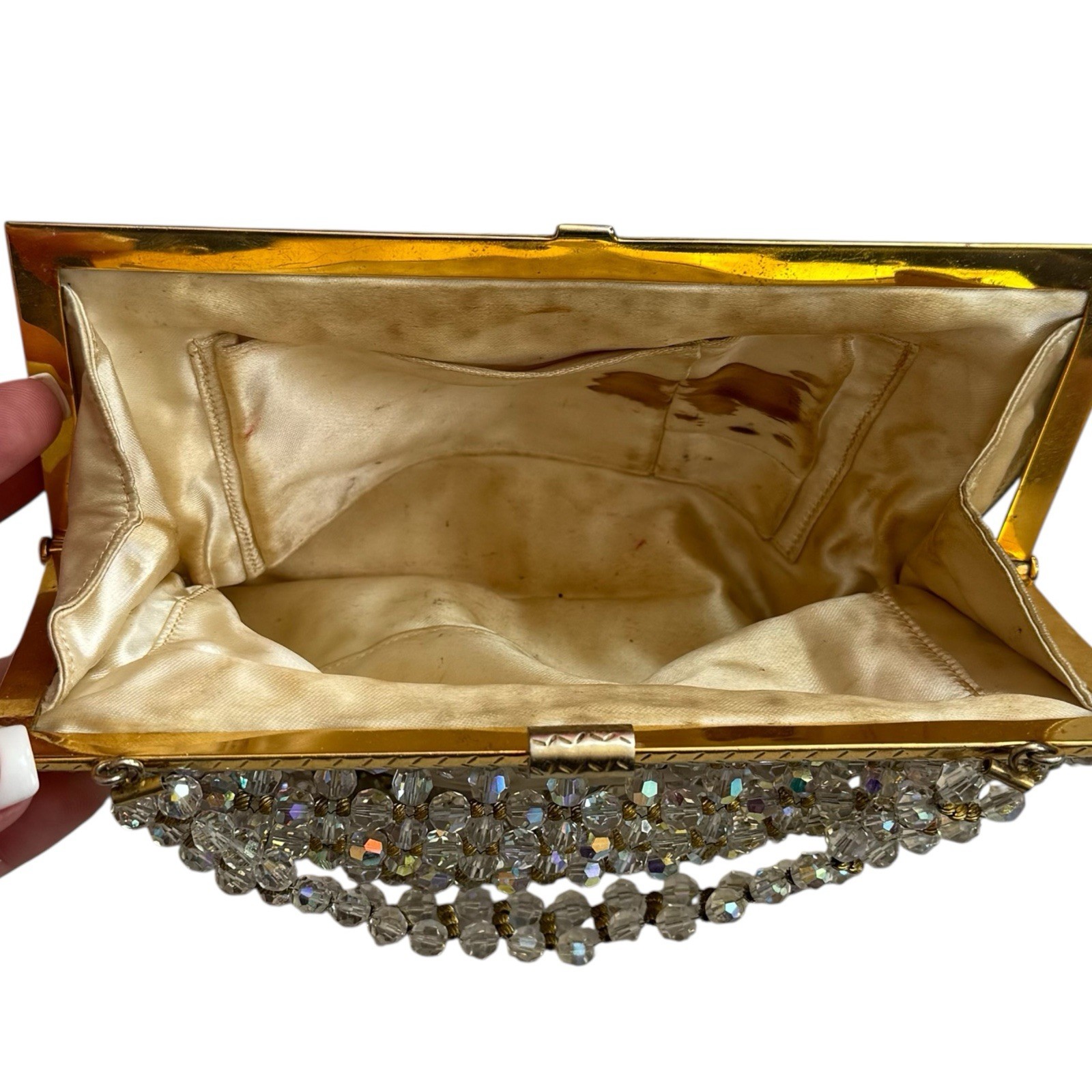 Vintage Iridescent and Gold Heavily Beaded Handbag Evening Special Occasion
