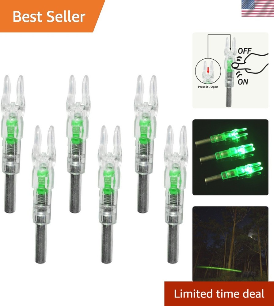 Bright Green Lighted Nocks for Arrows .244 - Easy On/Off Switch Included