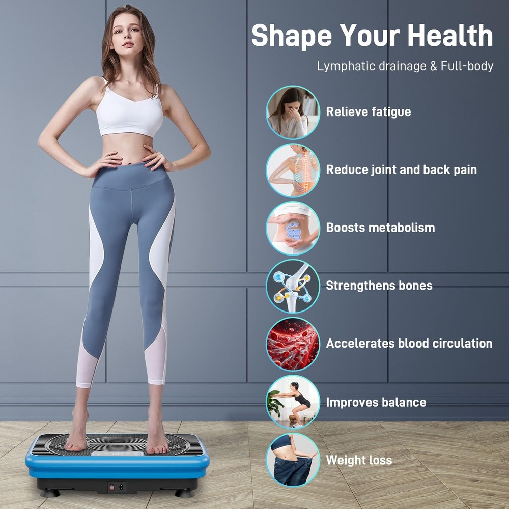 Vibration Exercise Plate for Women - 99 Speed Compact Platform with Remote & ...