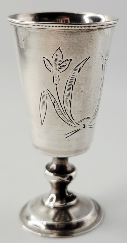IMPERIAL RUSSIAN SILVER VODKA / KIDDUSH CUP 84 SOLID SILVER JUDAICA ANTIQUE