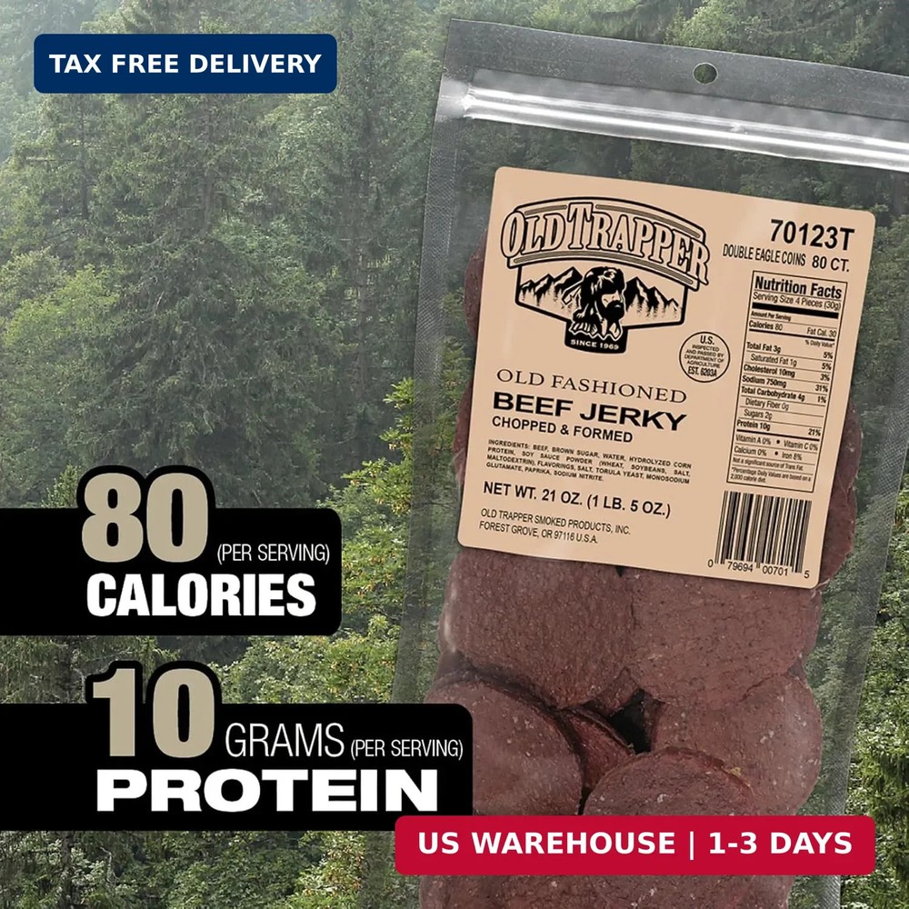 Old Trapper Double Eagle Beef Jerky, Old-Fashioned Flavor, 21 Ounce Package