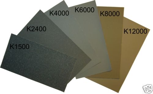 Micro Mesh Finishing Sheet, 6 sheets 1500-12000, extra fine, cushioned abrasive