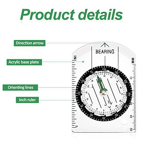 9 Pieces Orienteering Compass Hiking Backpacking Camping Compass Map Reading